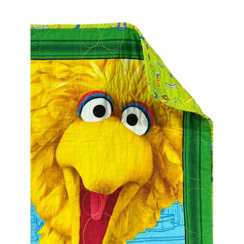 Handmade Sesame Street Quilt 32x38 Cookie Monster Elmo Big Bird Kids Wall Quilt